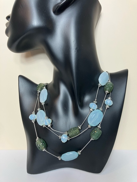 Jewelry - $5 Light Blue and Green Multi-Strand Beaded Necklace